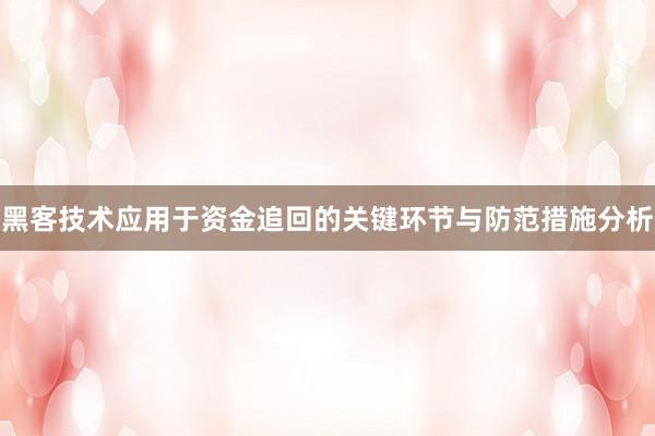 黑客技术应用于资金追回的关键环节与防范措施分析